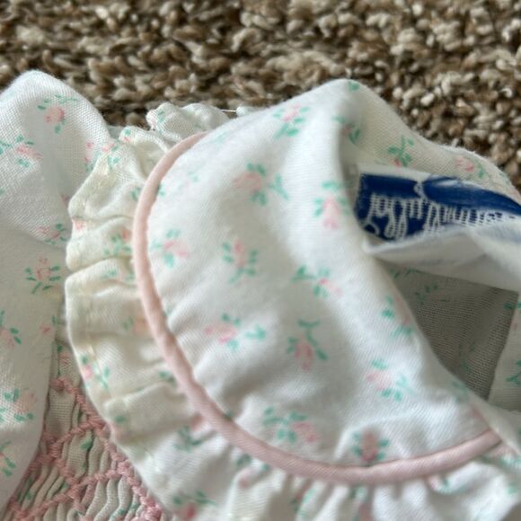 Vintage Polly Flinders Pink Green Formal Shortsleeve Floral Embroidered Dress - Picture 12 of 13